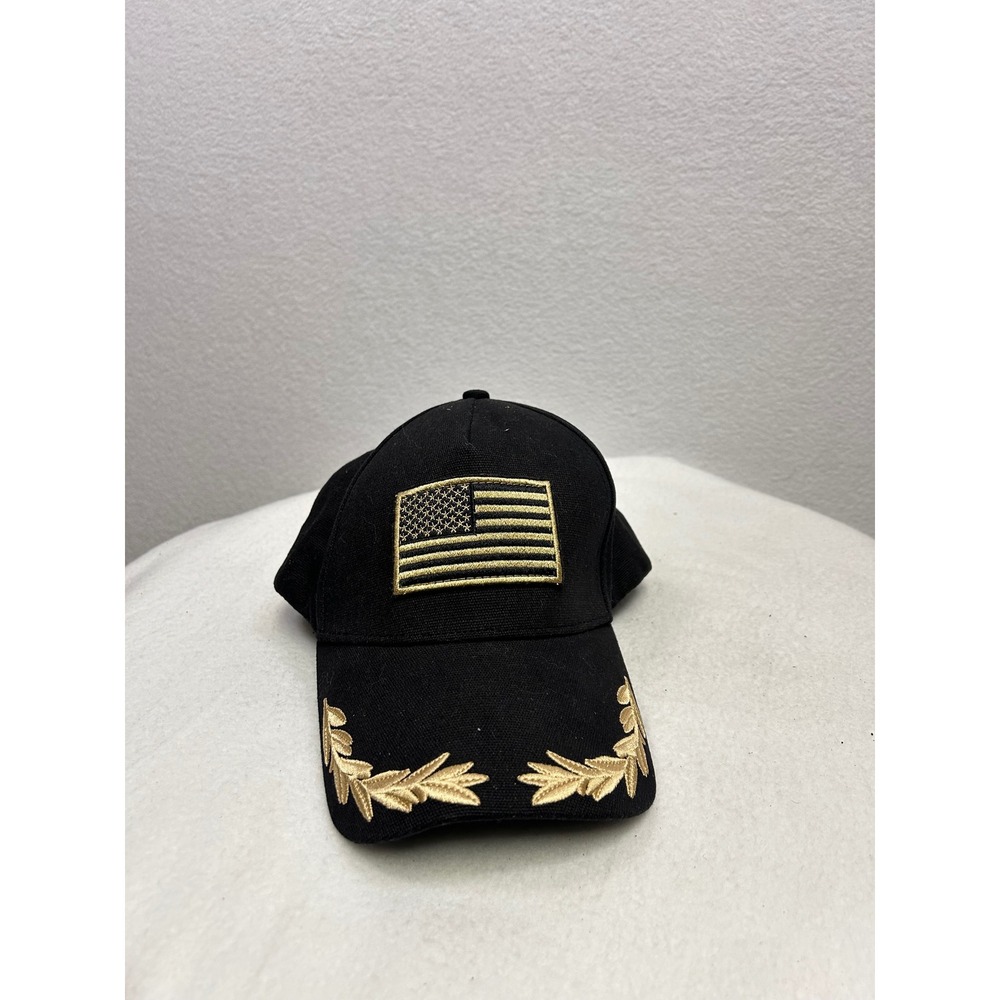 Undefeated Black Baseball‎ Cap American Flag Embroidered Laurel Wreath Men's